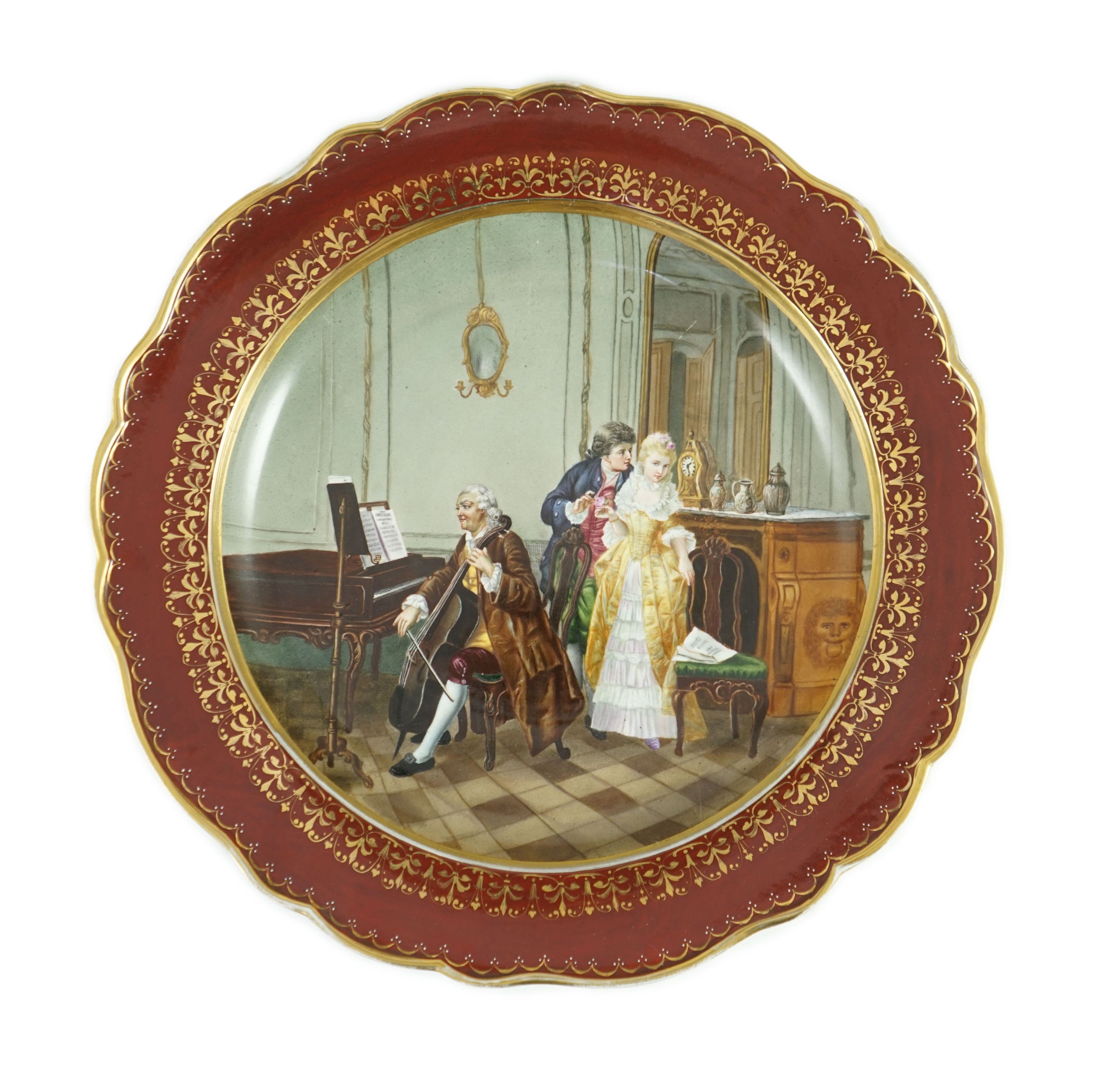 A Meissen outside decorated dish, 19th century, 40cm diameter